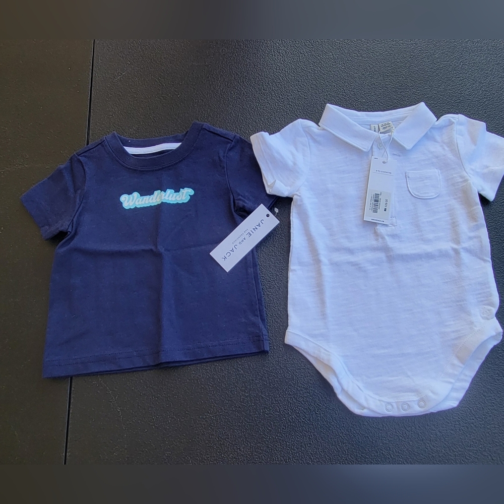 Janie And Jack Lot Of 2 Boys T - Shirts 6 To 12 Months